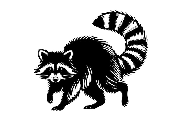 Ilustrasi Vektor Hewan Siluet Rakun