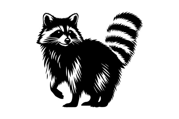 Ilustrasi Vektor Hewan Siluet Rakun