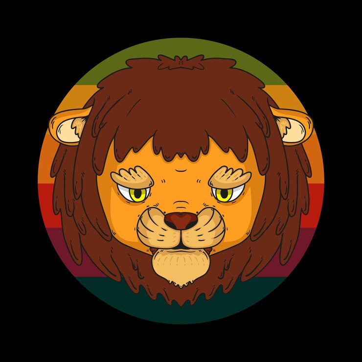 Ilustrasi Vektor Kartun Singa Rambut Lemas