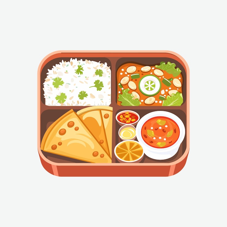 Vector ilustrasi vektor kotak makan siang india