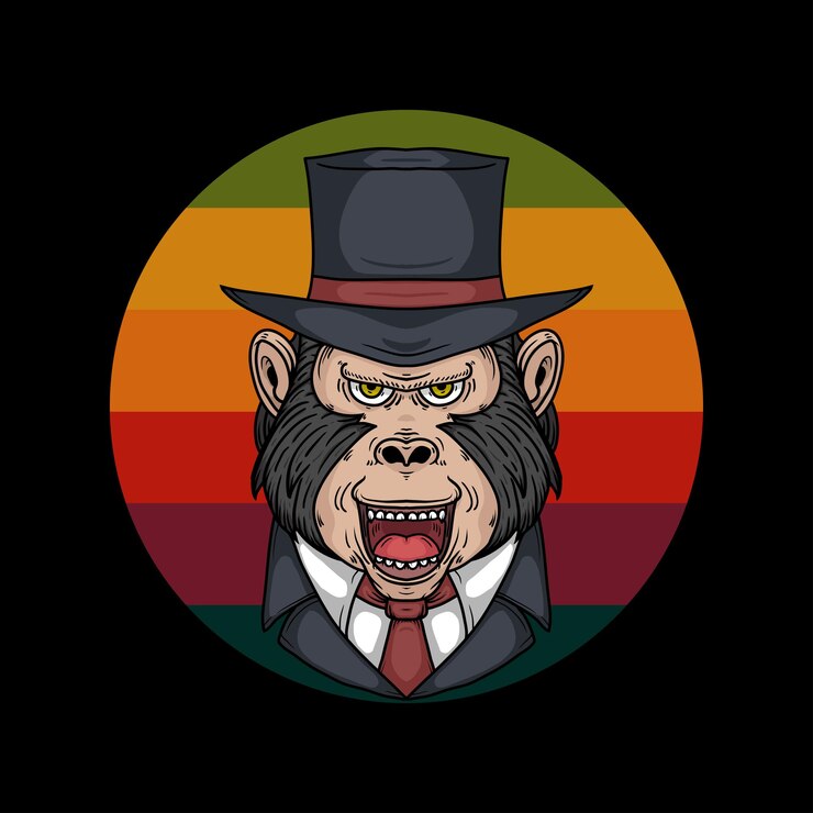 Ilustrasi Vektor Monyet Mafia Keren