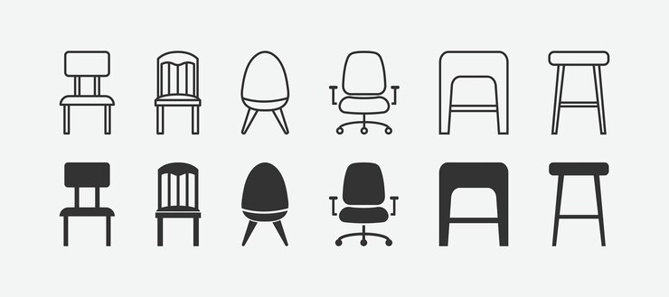 Ilustrasi vektor set ikon terisolasi kursi