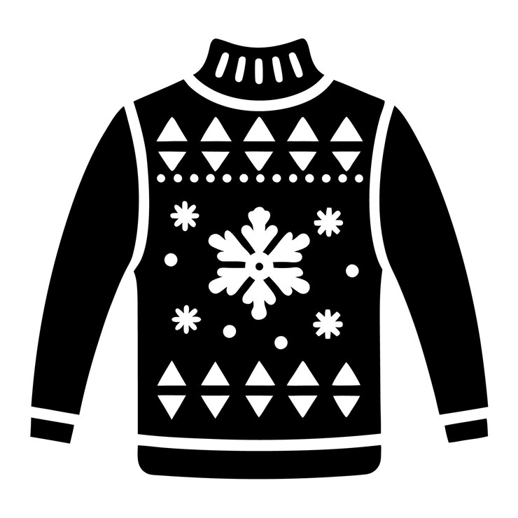 Vector ilustrasi vektor siluet sweater jelek natal