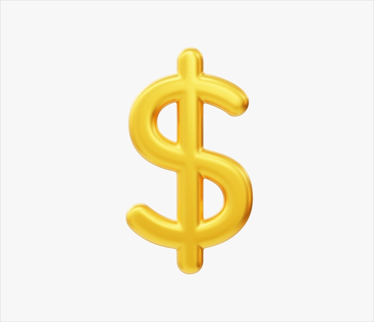 Vector ilustrasi vektor tanda dolar realistis 3d
