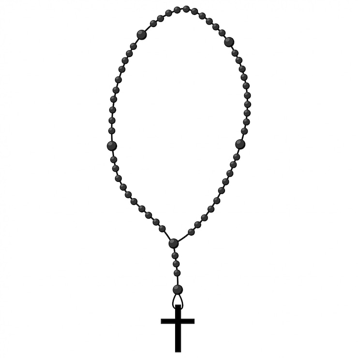 Vector ilustrasi vektor tasbih suci. doa untaian katolik dengan salib terisolasi