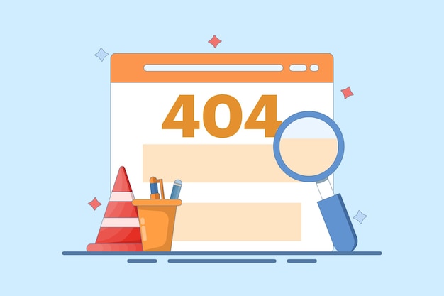 Ilustrasi vektor tentang Konsep kesalahan 404 atau halaman tidak ditemukan atau pesan peringatan layanan keamanan