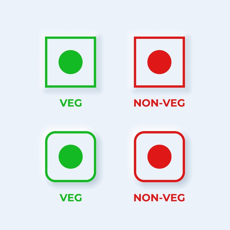 Ilustrasi vektor untuk ikon veg dan non veg dalam gaya neumorphism