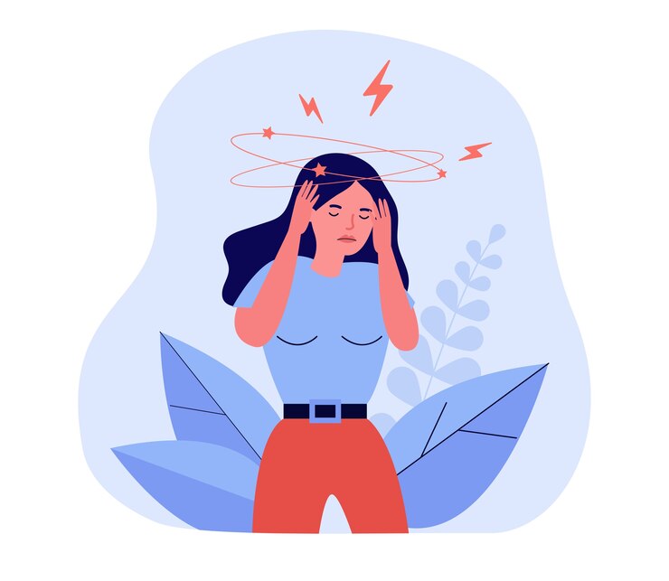 Ilustrasi wanita merasa pusing atau vertigo