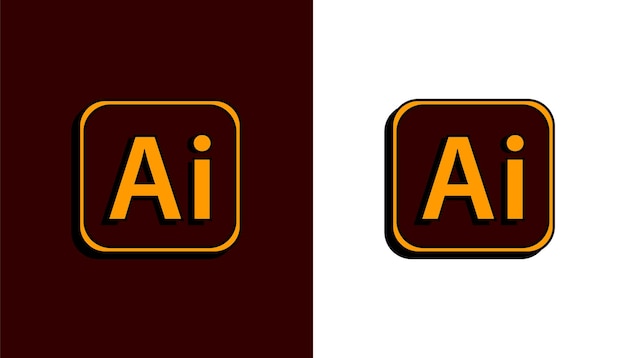 image editor icon brown and yellow ai icon 3d illustrator logo brown and white background
