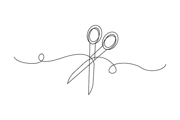 image scissors manicure scissors one line continuous drawing vector illustration eps 10