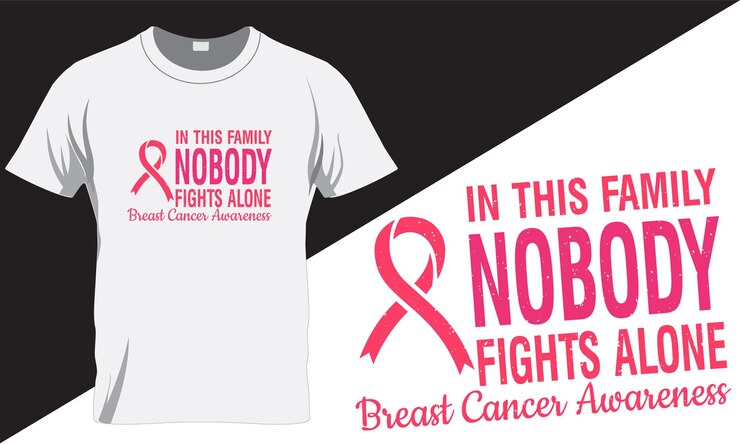 in this family nobody fights alone breast cancer awareness t-shirt design.