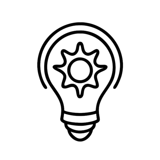 incandescent lamp with rays icon outline