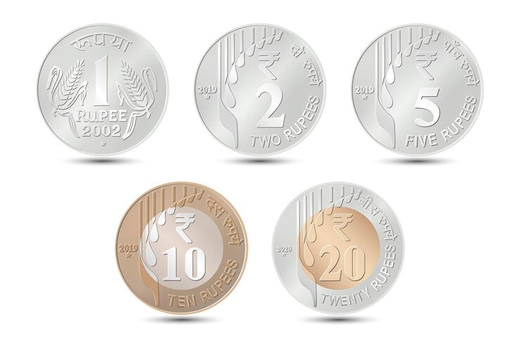India - a set of coins. Coins in vector illustration isolated on white background. Vector.