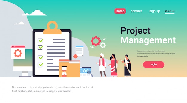 indian business people checklist survey project management concept