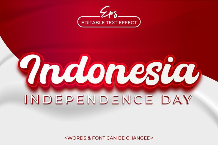 Vector indonesia independence day editable text effect template