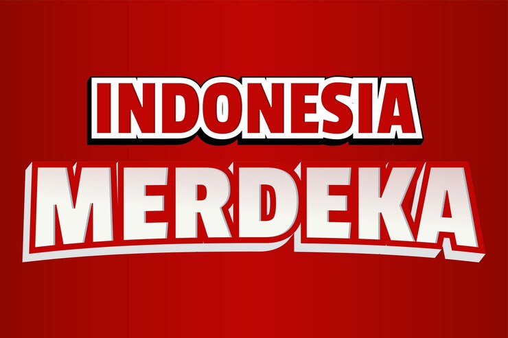 Indonesia Merdeka Text 3D vector design