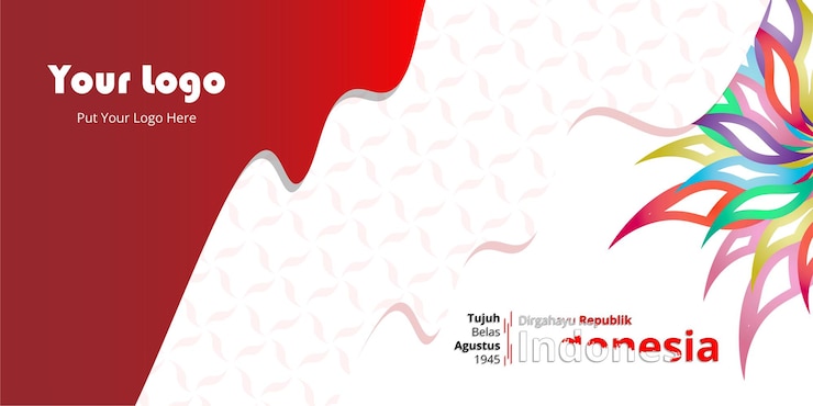 Vector indonesian independence day banner 17 august 1945, simple background celebration social media