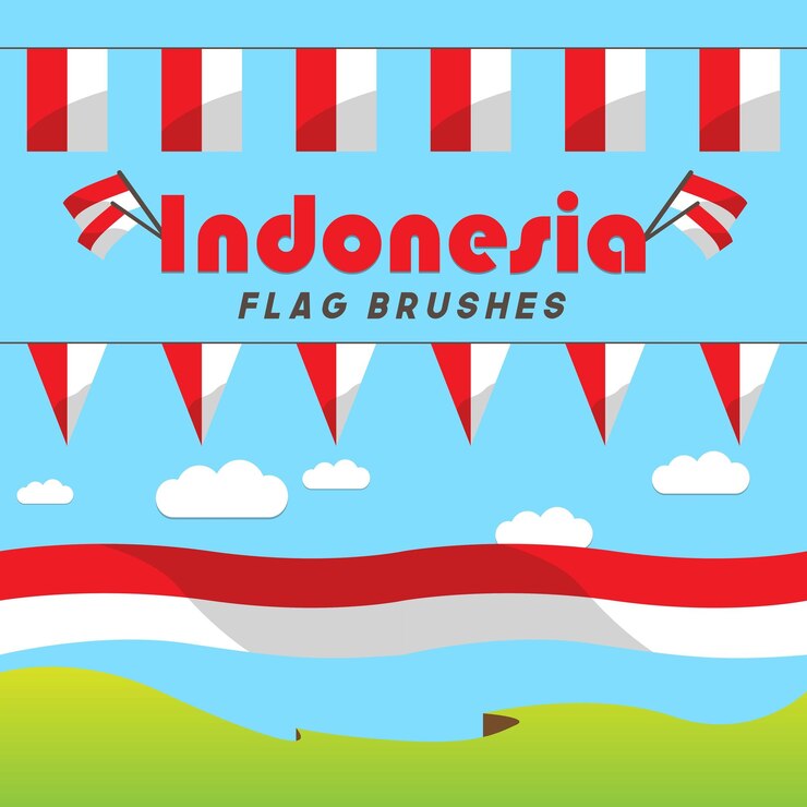Vector indonesias independence day red and white flags of various shapes and sizes