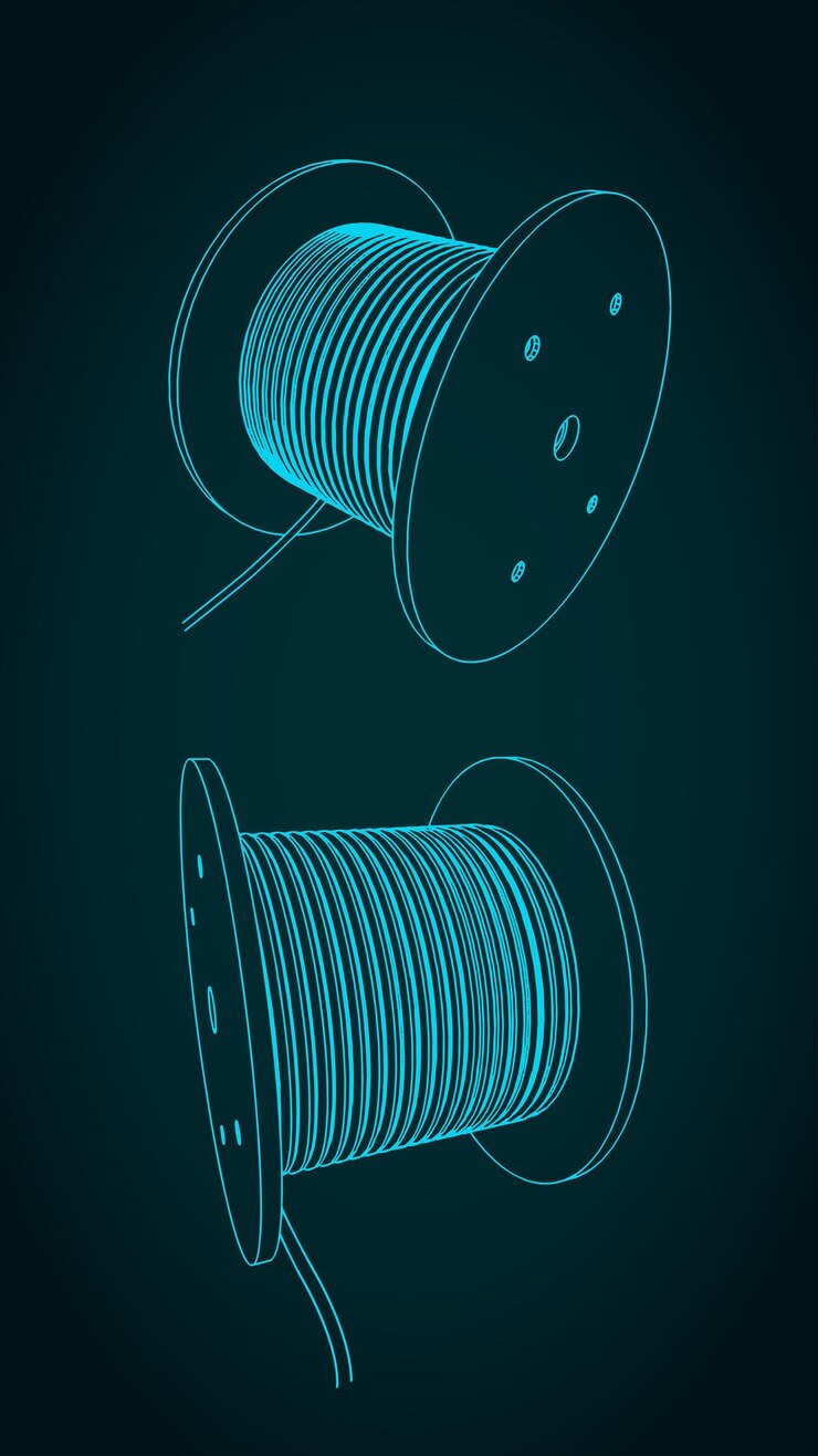 Vector industrial high voltage cable reel illustrations