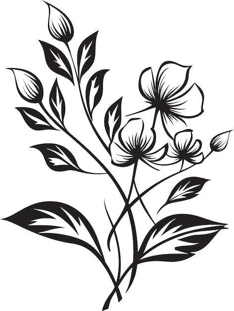 Infinite Blossoms Chic Vector Logo with Botanical Charm in Black Symphony of Petals Black Icon Feat