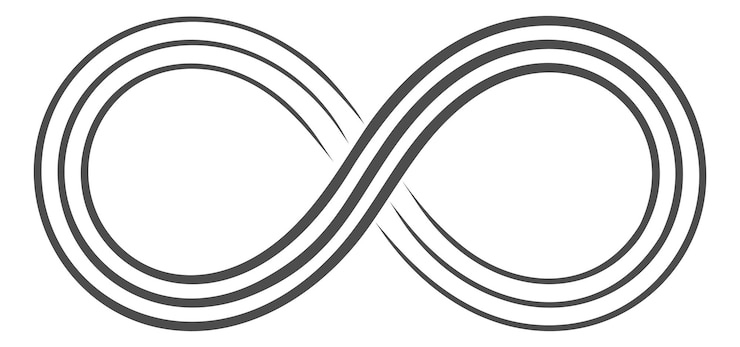 Vector infinity logo black line unlimited symbol ribbon loop