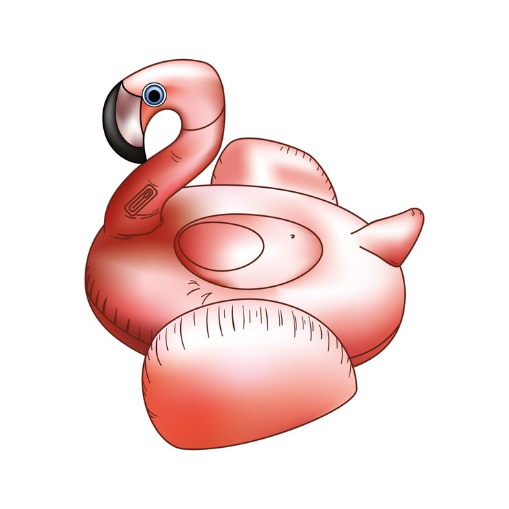 Vector inflatable pink flamingo cute vector modern illustration tropical bird inflatable ring