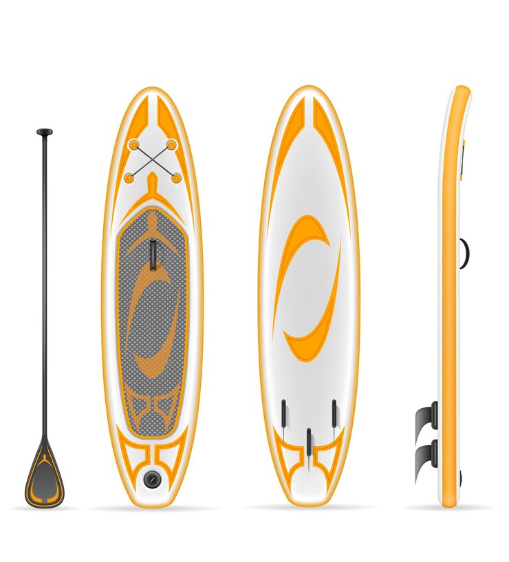 Vector inflatable sup board for outdoor activities and water sports vector illustration