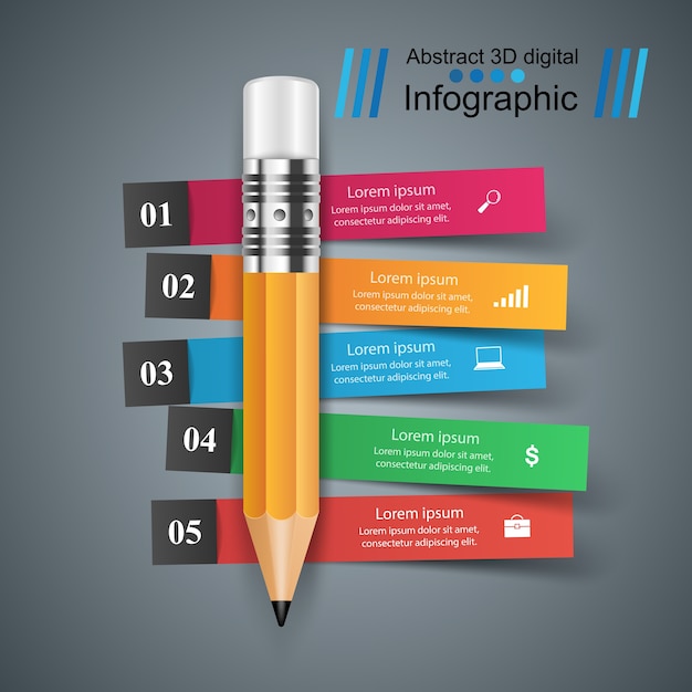 Infografis Bisnis. Ikon pensil.