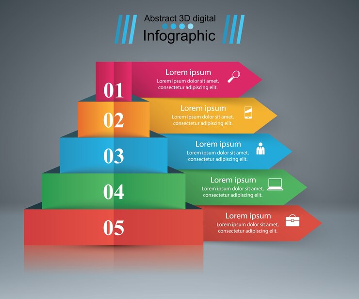 Vector infografis ilustrasi digital 3d abstrak.