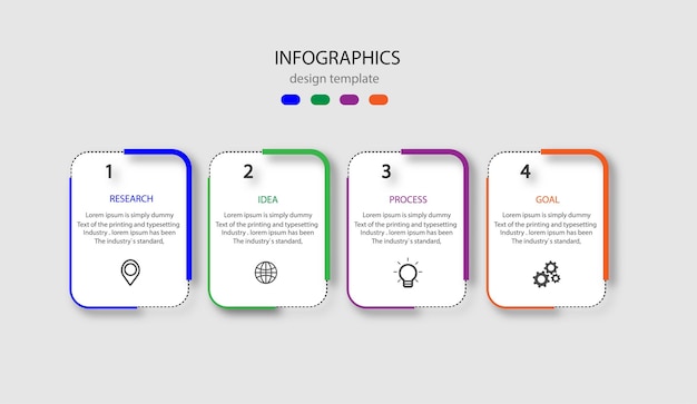 infographic arrow design with 4 options or steps.