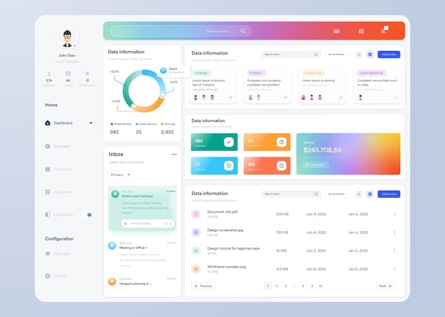 infographic dashboard ui design with graphs charts and diagrams web interface template