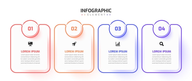Infographic Design Presentation Business Infographic Template Thin Line with 4 Option and Icon