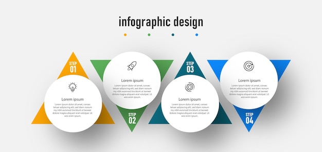 Infographic elegant steps collection flat design template with 4 step Premium Vector