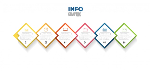 Infographic element with icons and 6 options or steps