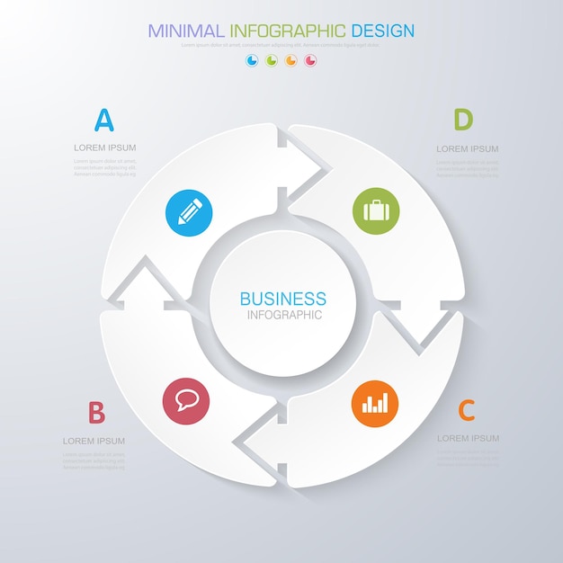 infographic elements with business icon on full color background process or steps and options workflow diagramsvector design element eps10 illustration