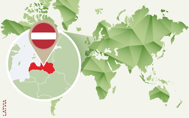infographic for latvia detailed map of latvia with flag