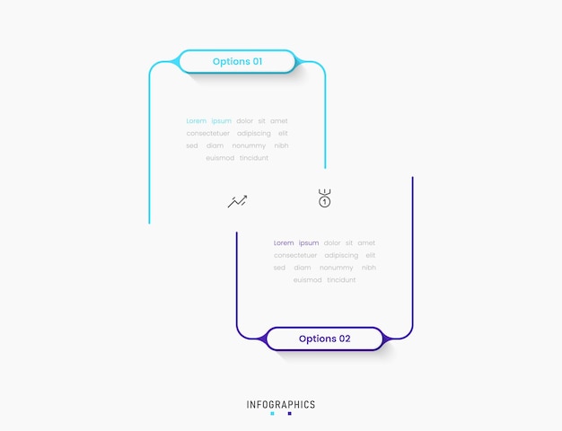infographic label design template with icons and 2 options or steps can be used for process diagram