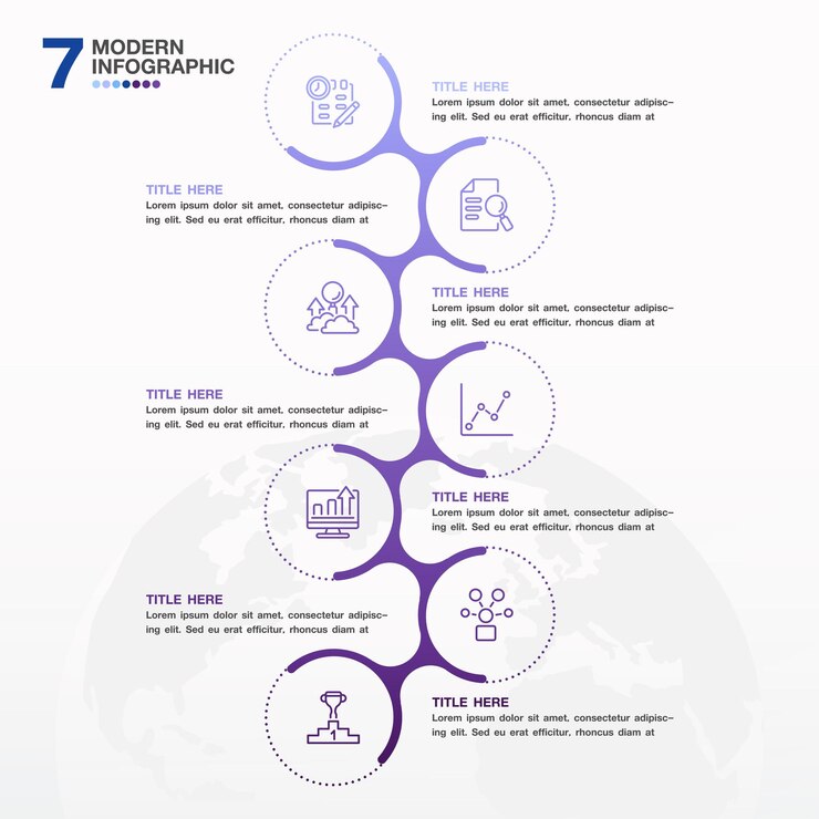 Vector infographic process design with icons and 7 options or steps