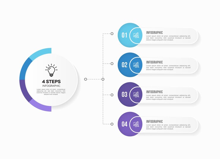 Vector infographic template design with 4 options or steps business infographic for diagram presentations
