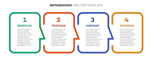 infographic template timeline process 4 option or step line color style speech bubble vector for presentation 10 eps