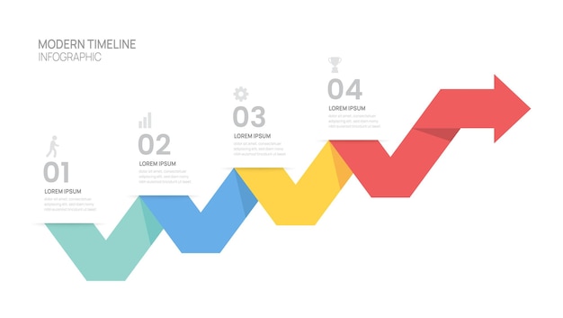 Infographics arrow symbol timeline 4 steps business to success template vector illustration