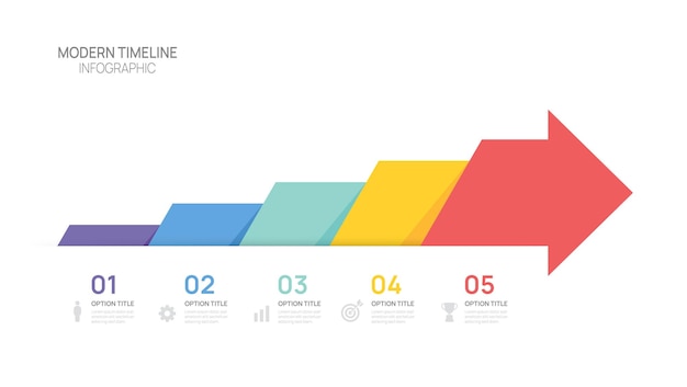 Infographics arrow symbol timeline business 5 steps to success template