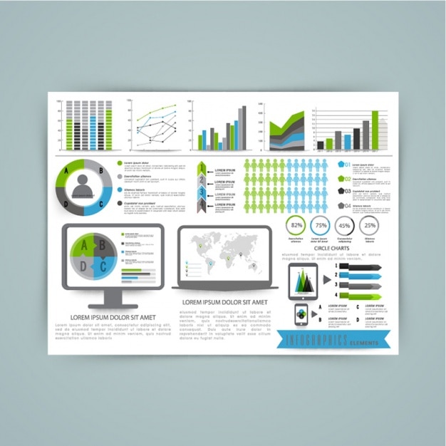 Vector infographics, green and blue
