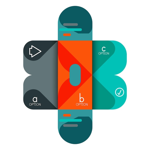 Infographics option and step by step in rounded squares element of chart graph diagram with options parts processes