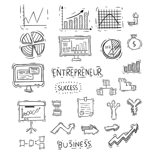 infographics or charts collection with doodle or hand drawn style