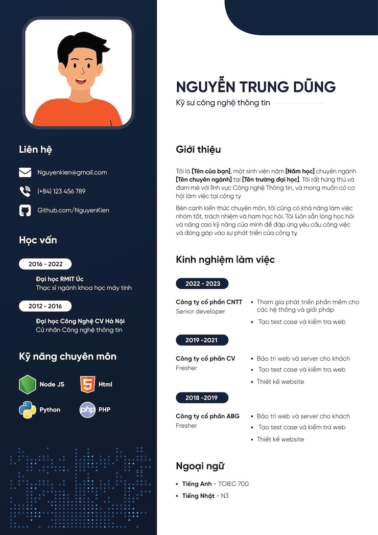 Information of Technology CV template