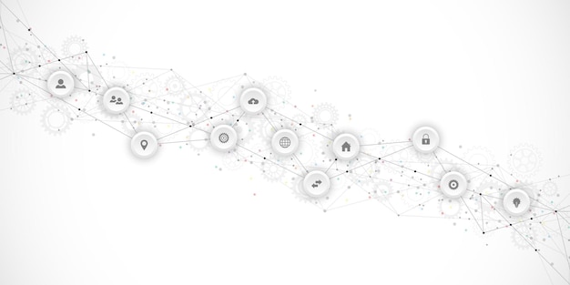 Information technology background with infographic elements and flat icons