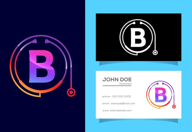 Vector initial b monogram alphabet with doctor stethoscope. vector stethoscope logo or icon