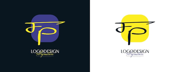 Vector initial f and p logo design with elegant and minimalist handwriting style fp signature logo or symbol for wedding fashion jewelry boutique and business identity