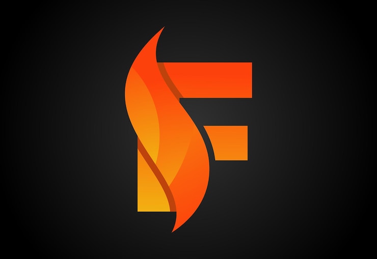 Vector initial f monogram letter with a swoosh or flame fire flames or swoosh design vector illustration